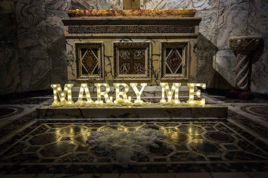 Proposal photography at The Fitzrovia Chapel