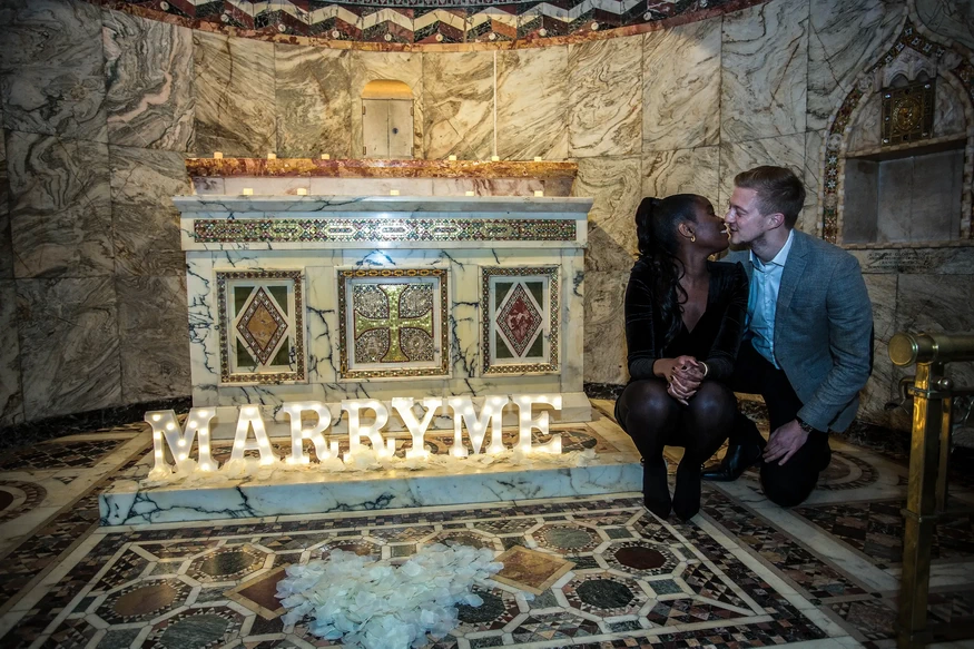 Proposal photography at The Fitzrovia Chapel