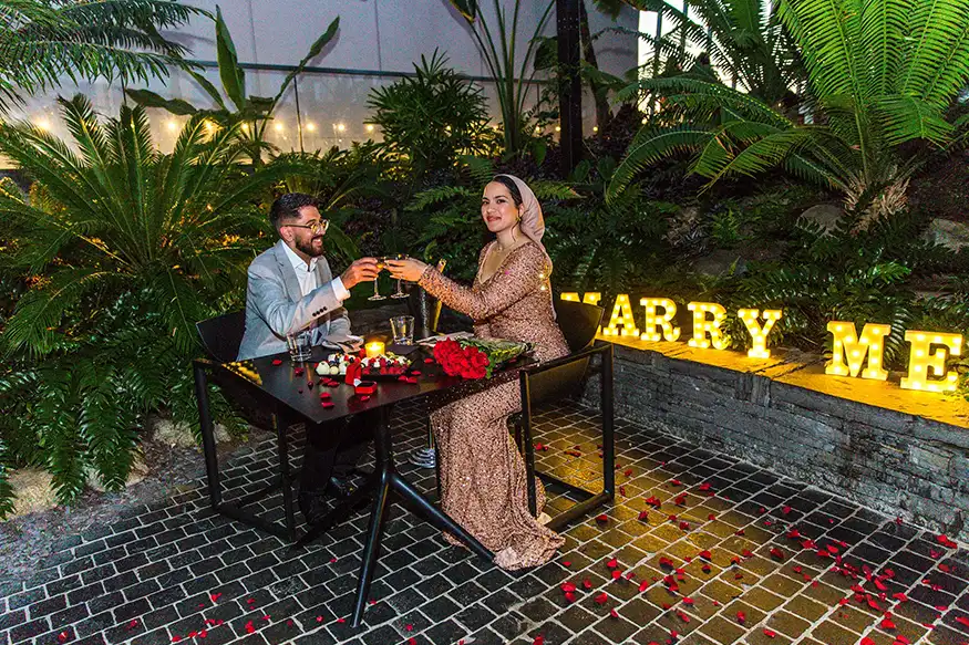 Proposal photography at The Sky Garden
