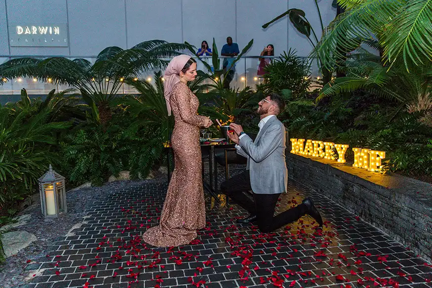 Proposal photography at The Sky Garden