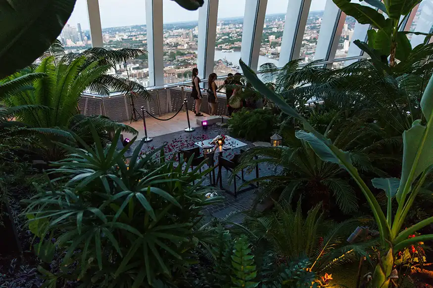 Proposal photography at The Sky Garden